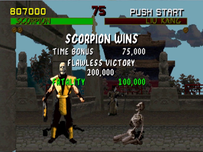 Mortal Kombat 1992 Scorpion Flawless Victory Fatality Arcade